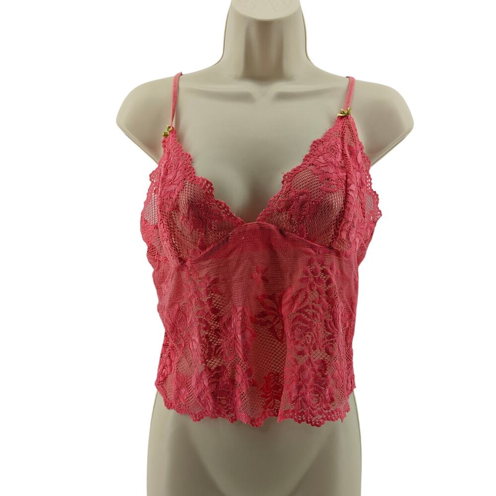 Vintage Victoria Secret All Over Lace Camisole Stretch Pink Womens Large